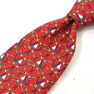 TRIMINGHAMS Bermuda Tie Red Sails Anchors Silk